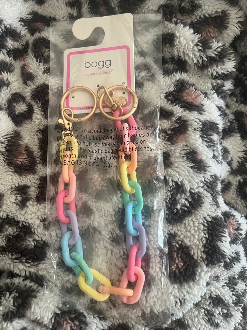 BOGG BAG Pastel Rainbow Chain Strap with Gold Tone Hardware
